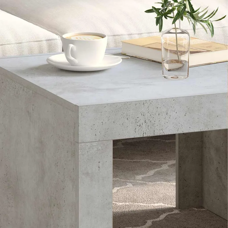 Table basse gris béton 50x50x35 cm bois d'ingénierie - 3