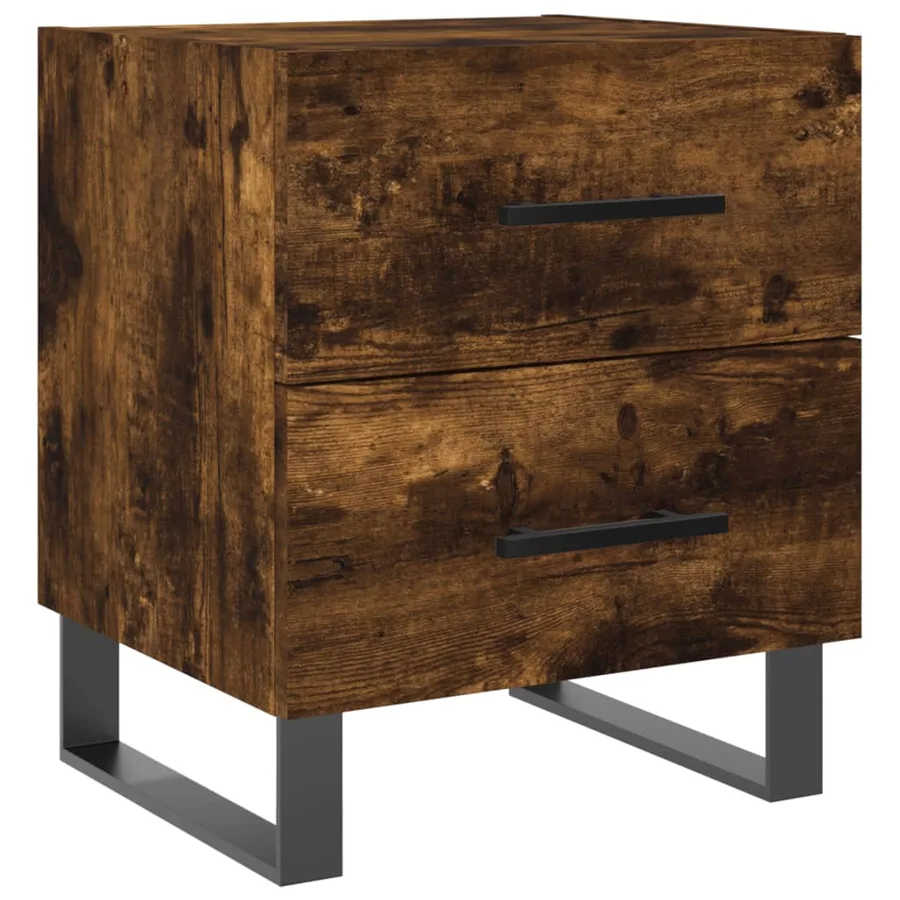 Table de chevet chêne fumé 40x35x47,5 cm bois d’ingénierie - 2