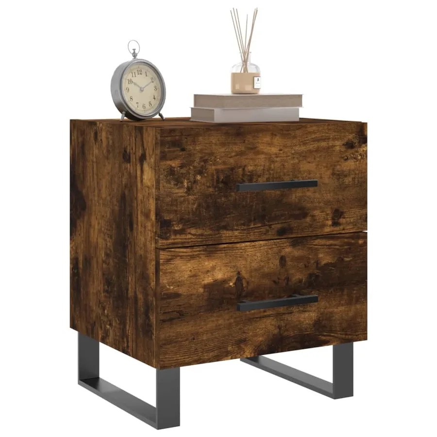 Table de chevet chêne fumé 40x35x47,5 cm bois d’ingénierie - 3