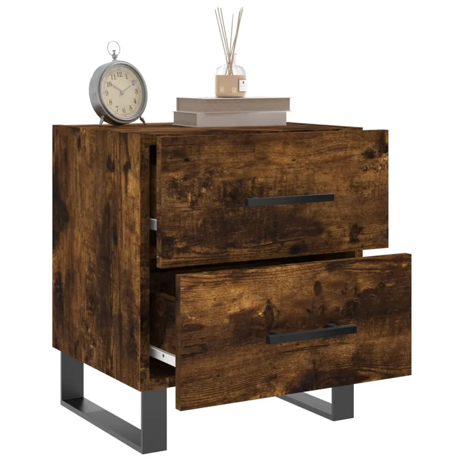 Table de chevet chêne fumé 40x35x47,5 cm bois d’ingénierie - 4