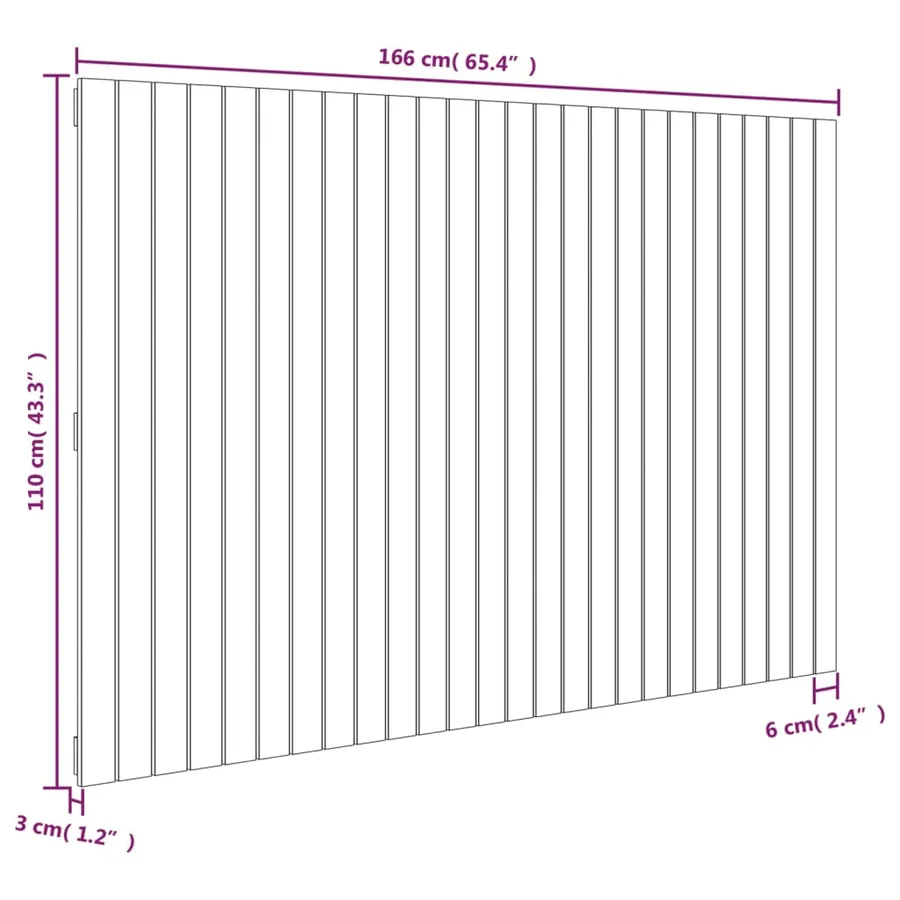 Tête de lit murale 166x3x110 cm Bois massif de pin - 8