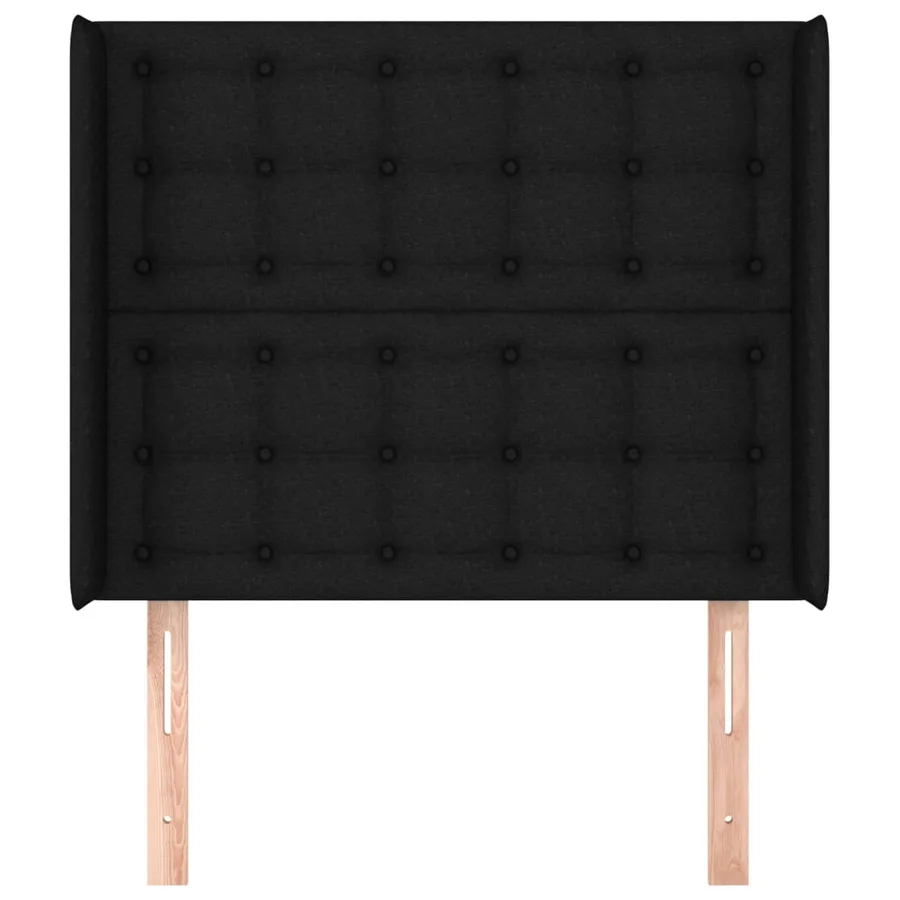 Tête de lit avec oreilles Noir 103x16x118/128 cm Tissu - 3