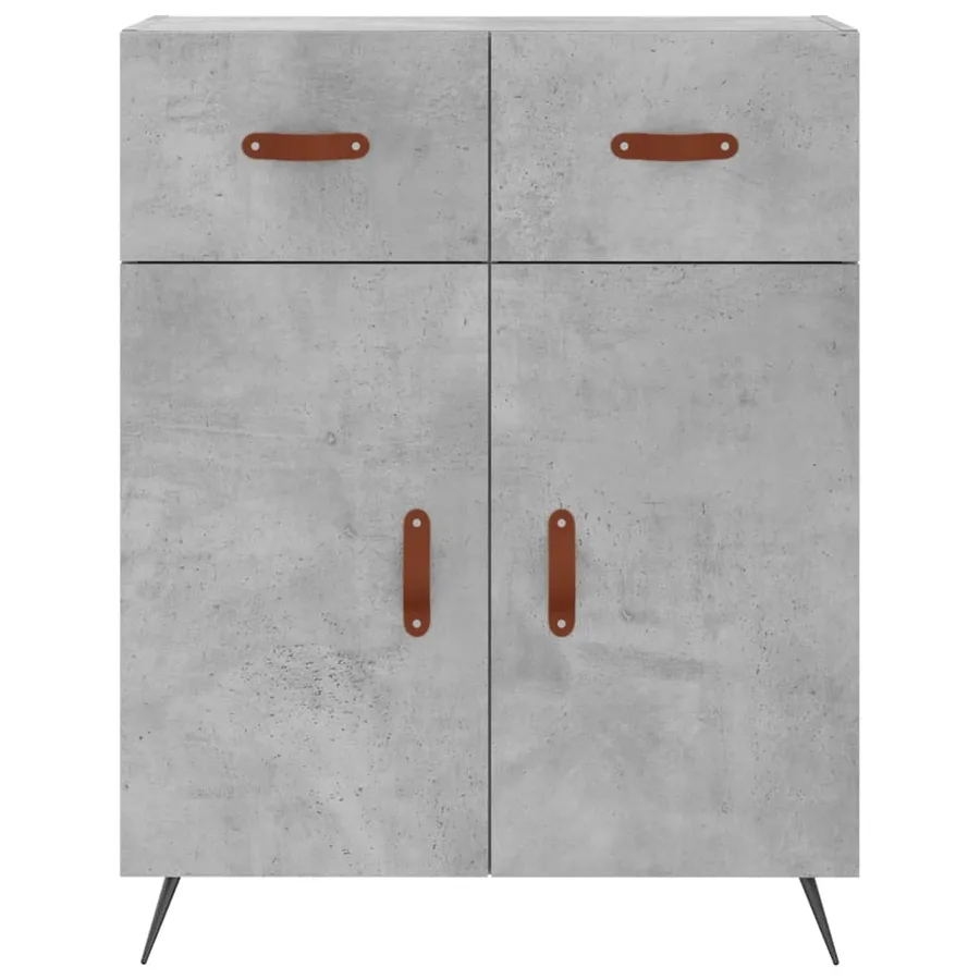 Buffet haut Gris béton 69,5x34x180 cm Bois d'ingénierie - 8