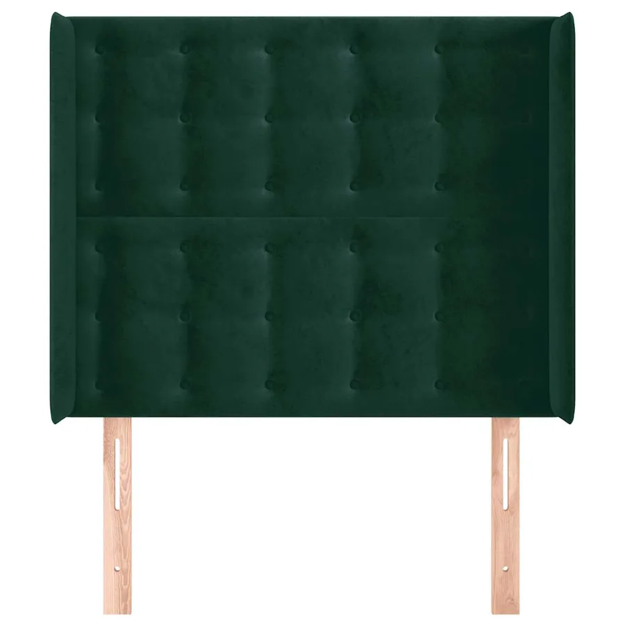 Tête de lit avec oreilles Vert foncé 103x16x118/128 cm Velours - 3