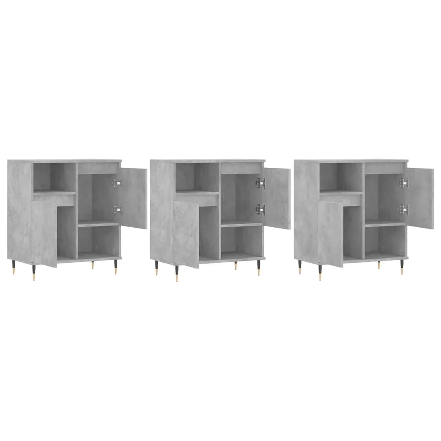 Buffets 3 pcs gris béton bois d'ingénierie - 4