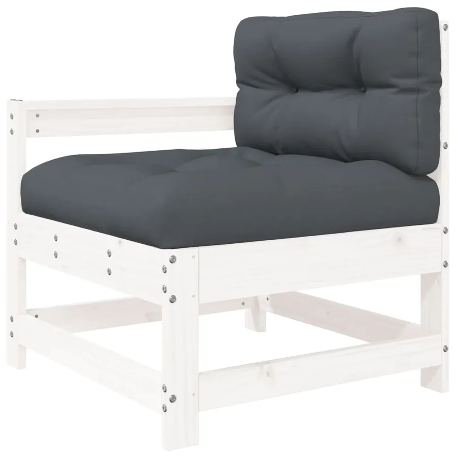 Salon de jardin 5 pcs avec coussins blanc bois massif - 5