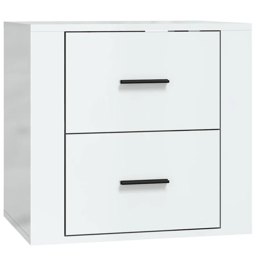 Table de chevet murale Blanc brillant 50x36x47 cm - 2