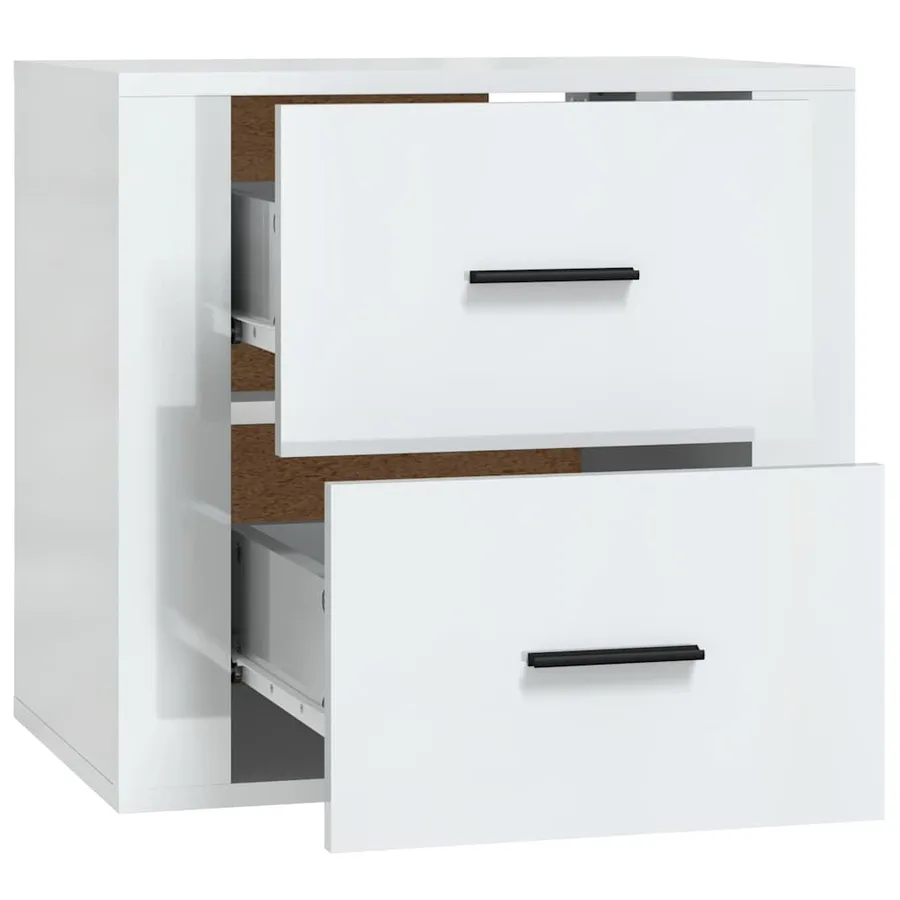 Table de chevet murale Blanc brillant 50x36x47 cm - 8