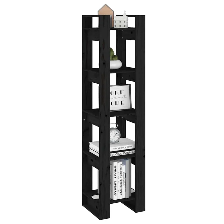 Bibliothèque/Séparateur de pièce Noir 41x35x160 cm Pin massif - 4