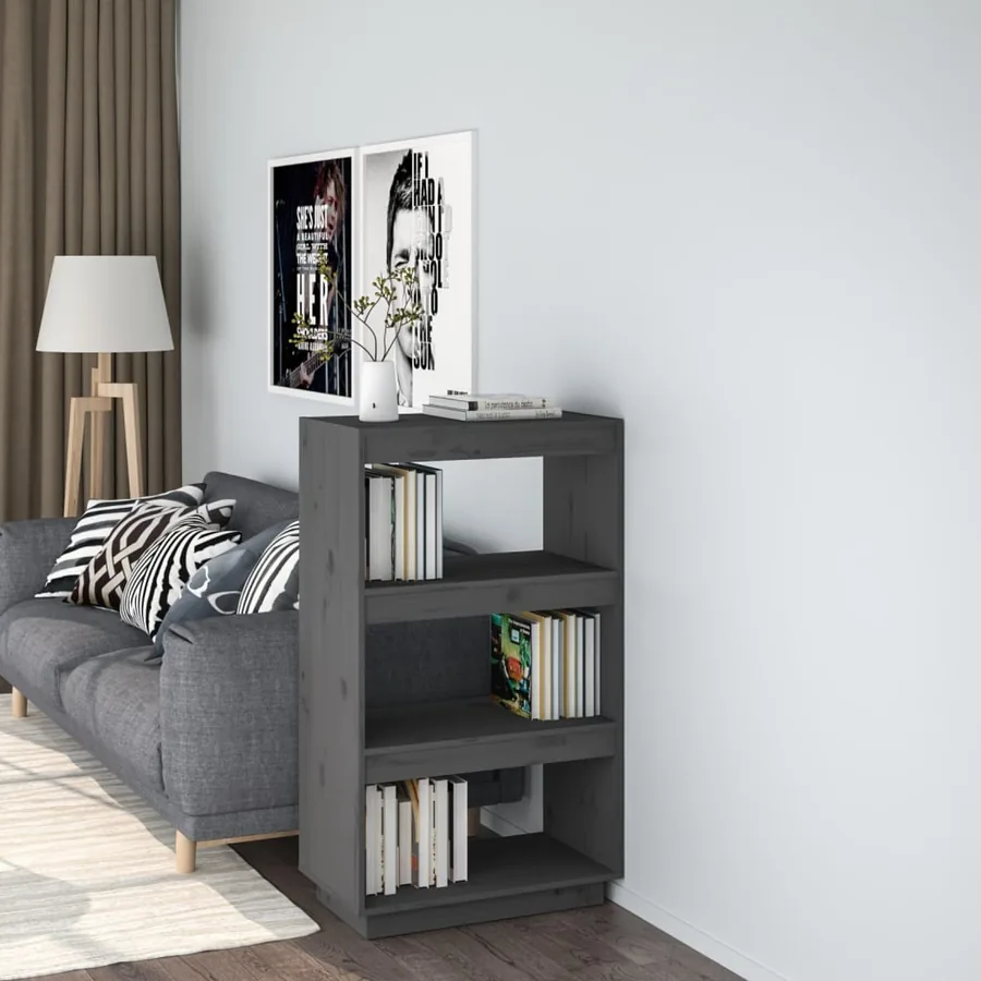 Bibliothèque/Séparateur de pièce Gris 60x35x103 cm Pin massif