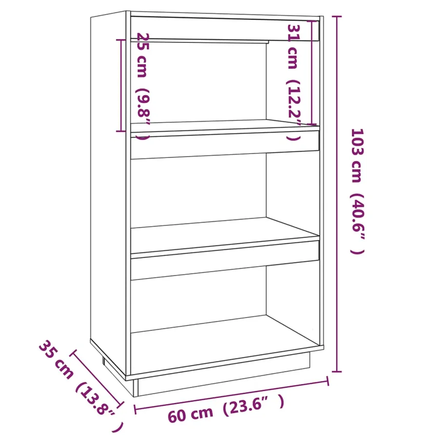 Bibliothèque/Séparateur de pièce Gris 60x35x103 cm Pin massif - 8