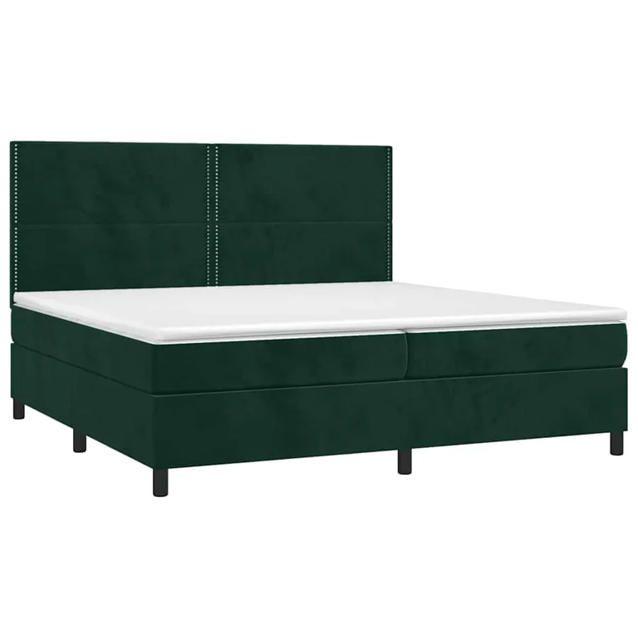 Sommier à lattes de lit matelas et LED Vert foncé 200x200 cm - 3