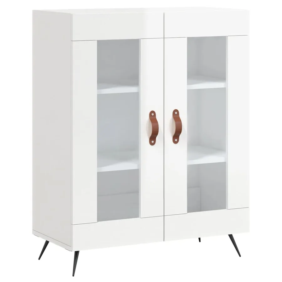 Buffet Blanc brillant 69,5x34x90 cm Bois d'ingénierie - 2