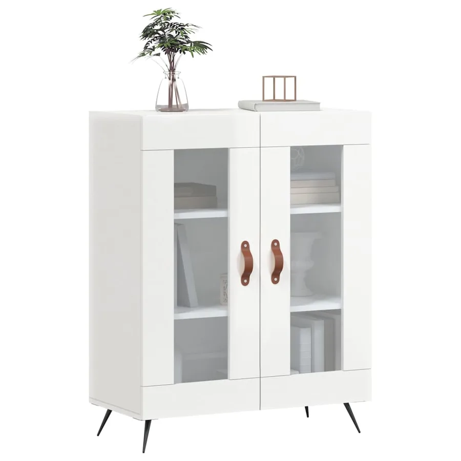 Buffet Blanc brillant 69,5x34x90 cm Bois d'ingénierie - 3
