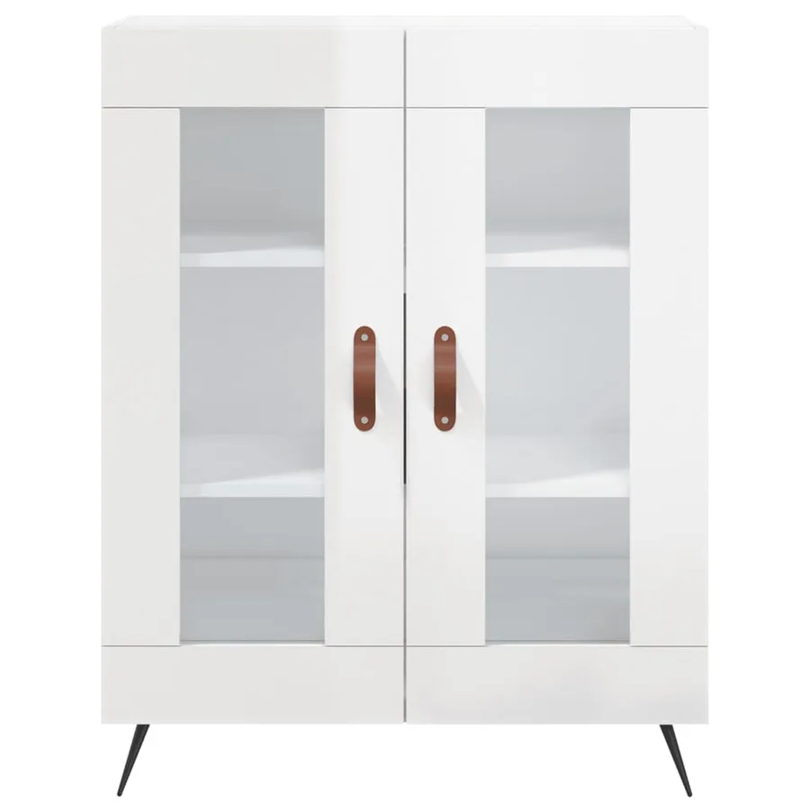 Buffet Blanc brillant 69,5x34x90 cm Bois d'ingénierie - 5