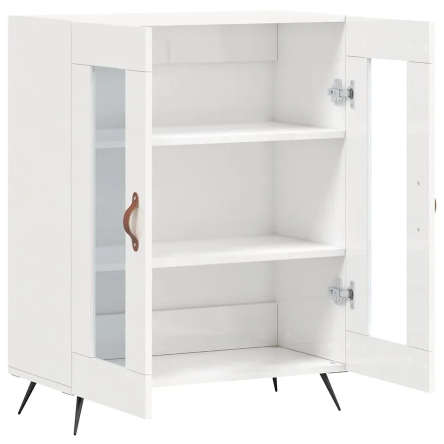 Buffet Blanc brillant 69,5x34x90 cm Bois d'ingénierie - 6