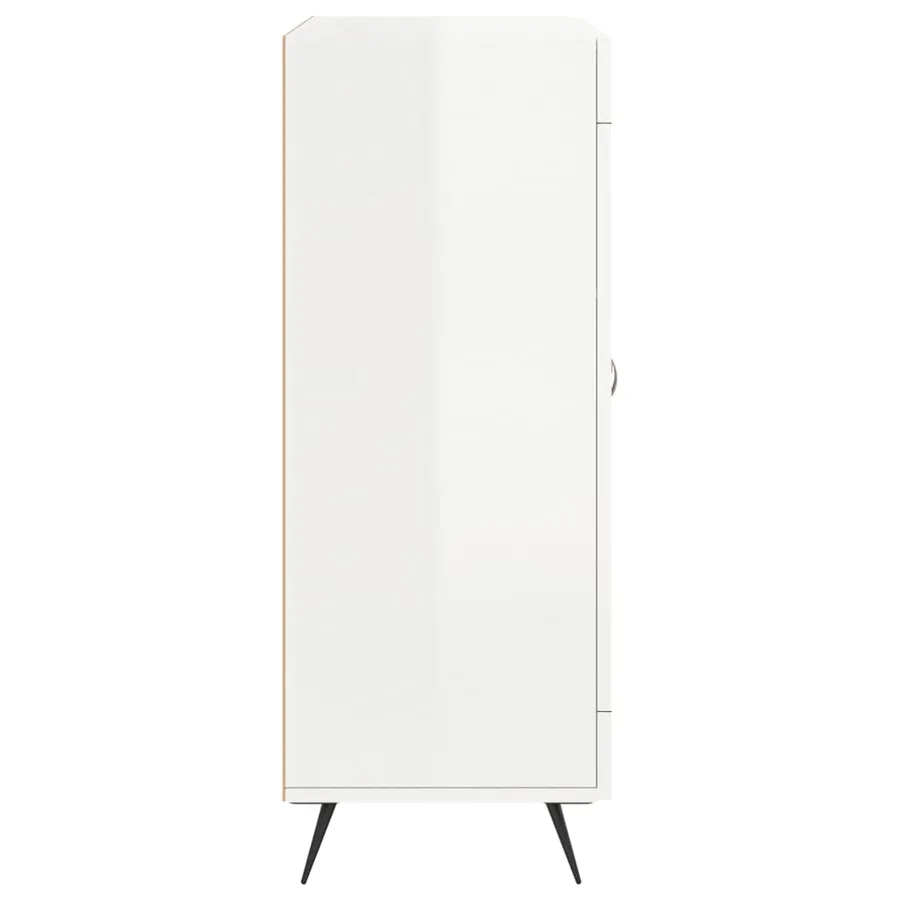 Buffet Blanc brillant 69,5x34x90 cm Bois d'ingénierie - 7