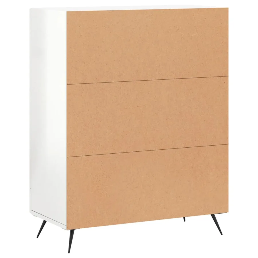 Buffet Blanc brillant 69,5x34x90 cm Bois d'ingénierie - 8