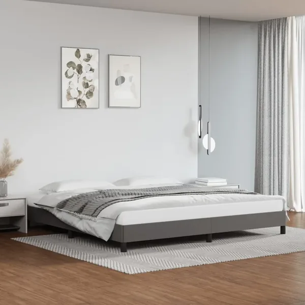 Cadre de lit sans matelas gris 200x200 cm similicuir