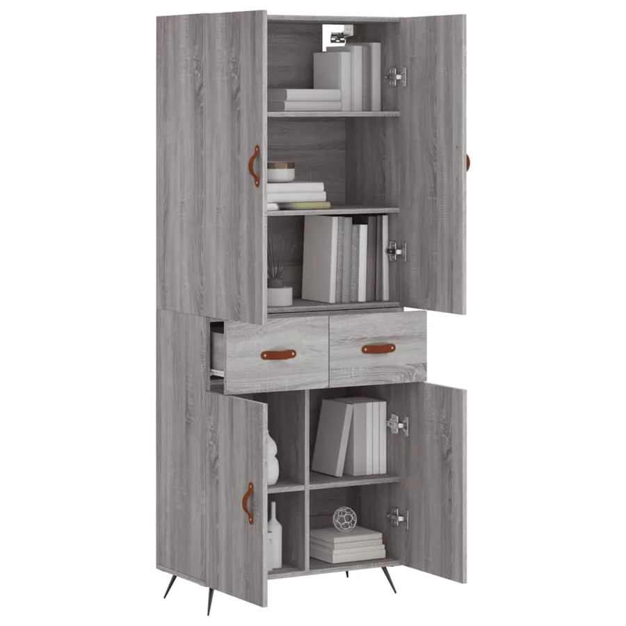 Buffet haut Sonoma gris 69,5x34x180 cm Bois d'ingénierie - 12