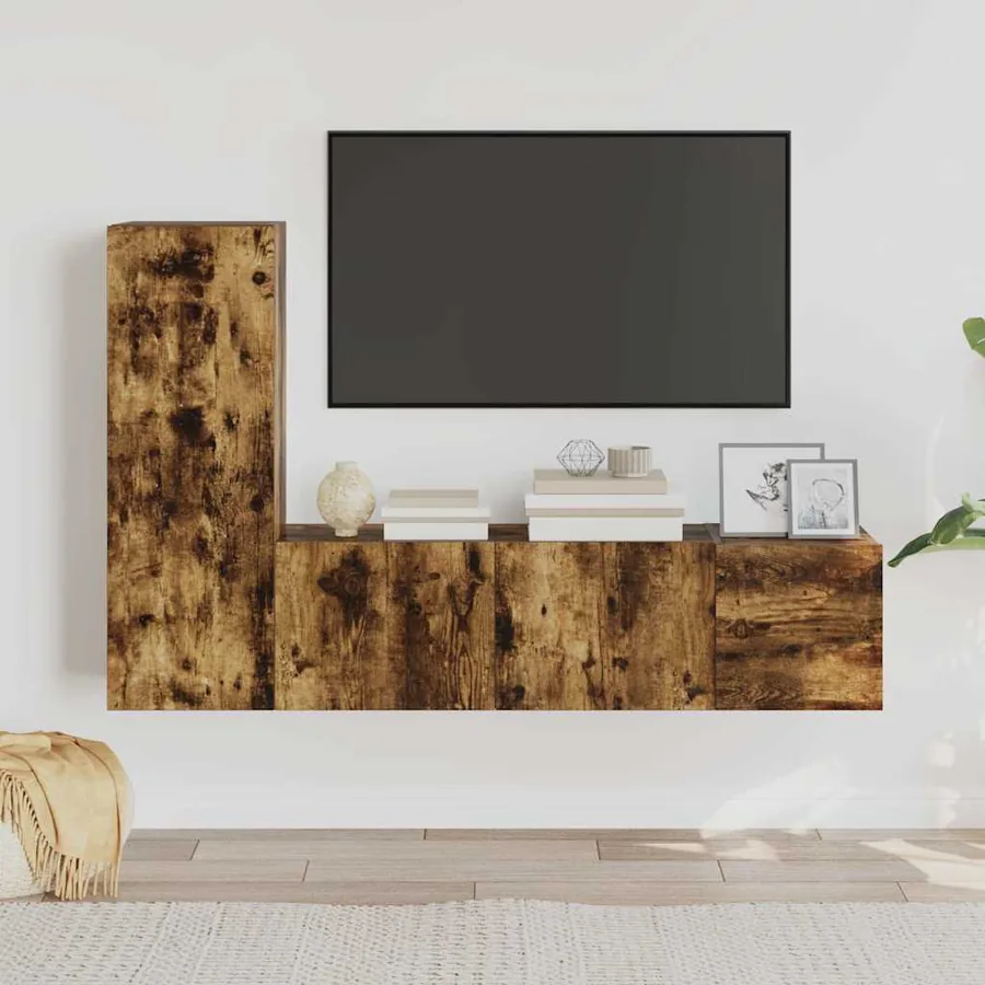 Ensemble de meubles TV 3 pcs Chêne fumé Bois d'ingénierie