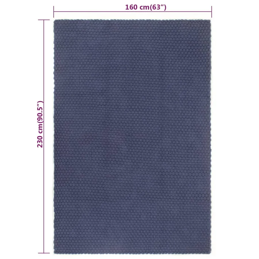 Tapis rectangulaire Bleu marine 160x230 cm Coton - 6