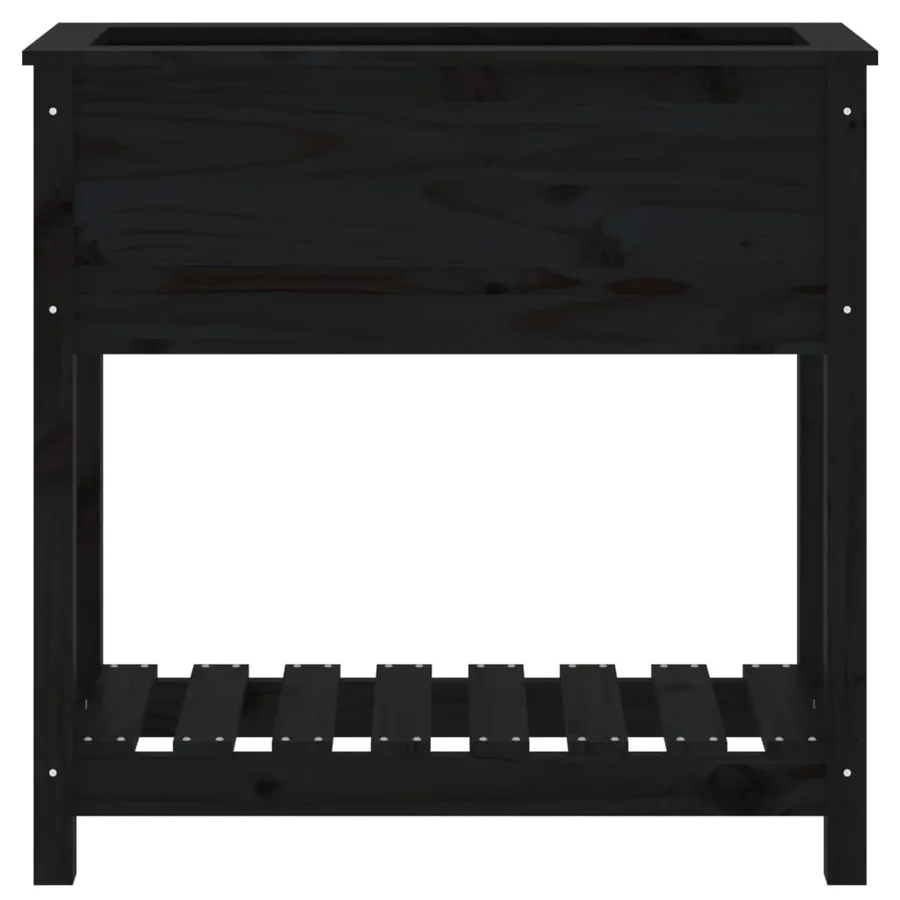 Jardinière avec étagère Noir 82,5x34,5x81 cm Bois massif de pin - 5