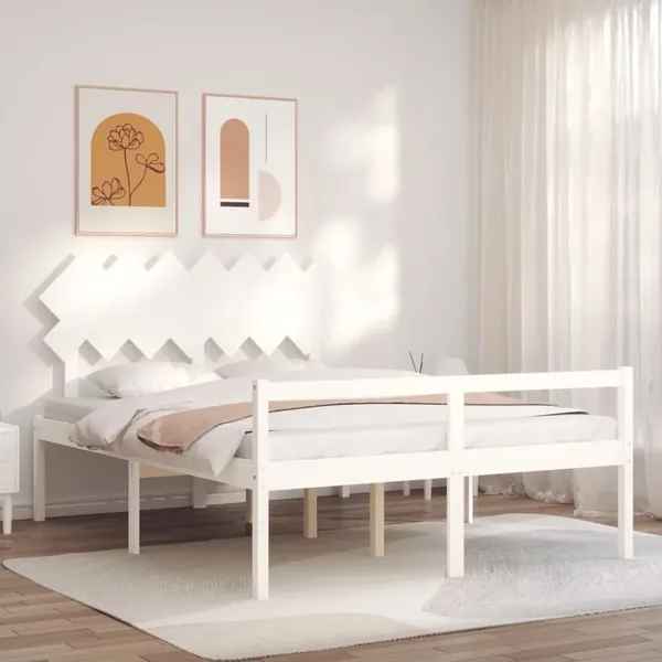 Lit pour personne âgée sans matelas blanc bois massif