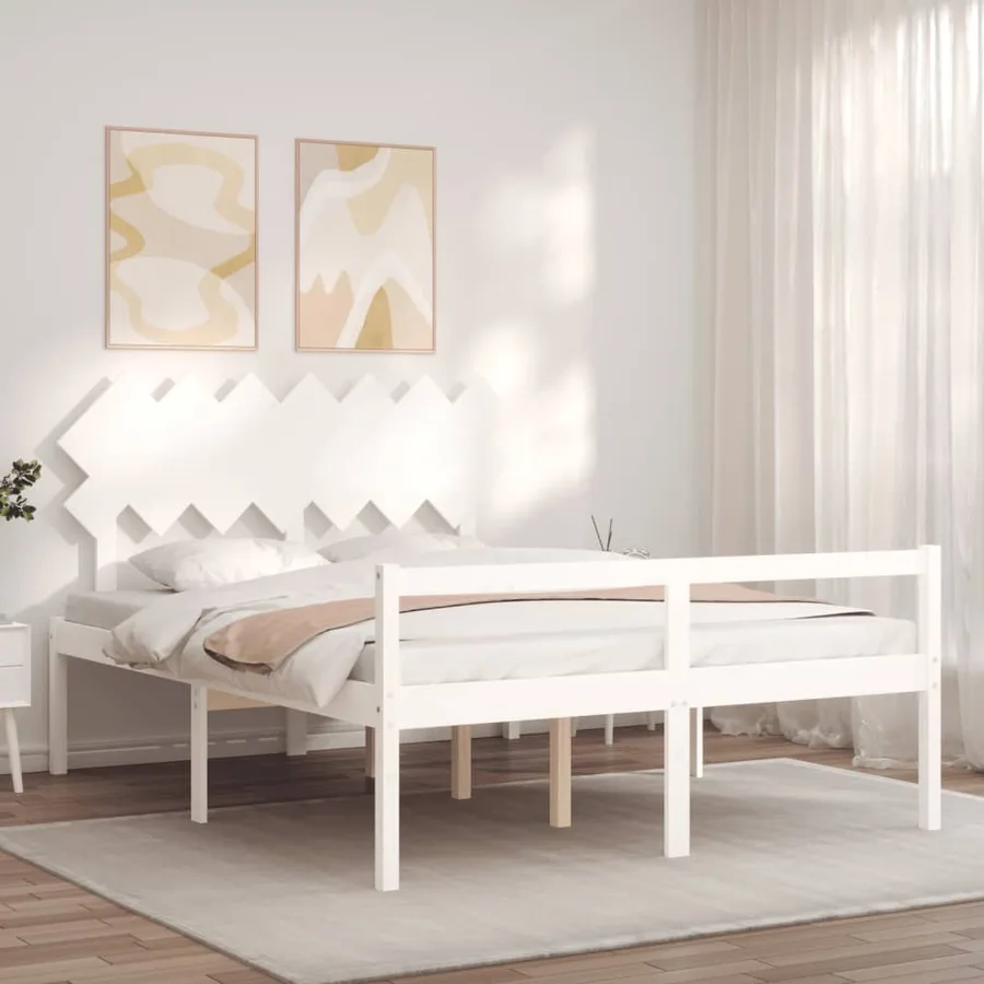 Lit pour personne âgée sans matelas blanc bois massif - 3