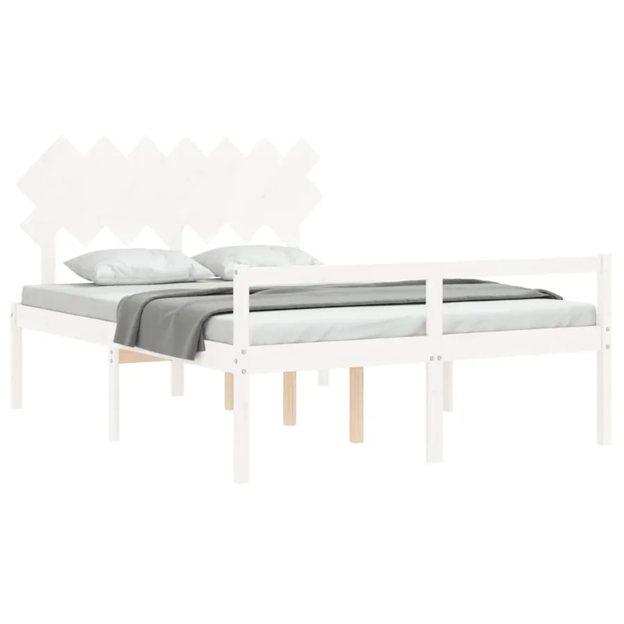 Lit pour personne âgée sans matelas blanc bois massif - 4