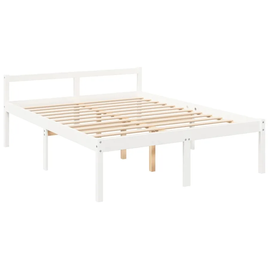 Lit pour personne âgée sans matelas blanc bois massif - 9