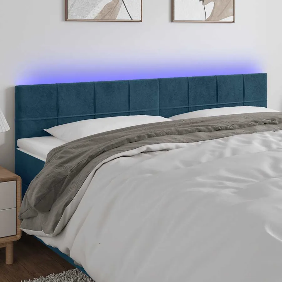 Tête de lit à LED Bleu foncé 180x5x78/88 cm Velours