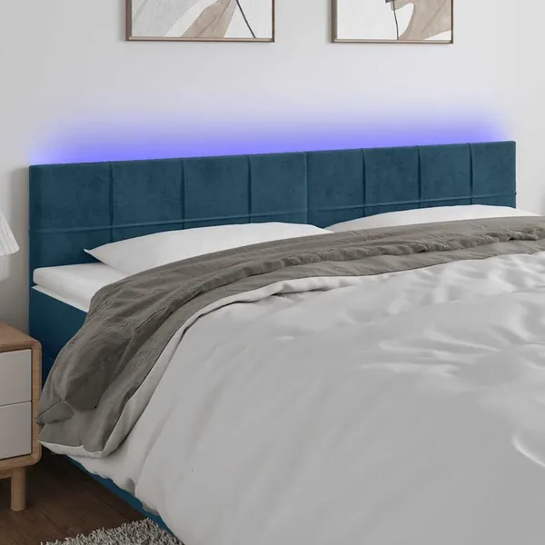 Tête de lit à LED Bleu foncé 180x5x78/88 cm Velours