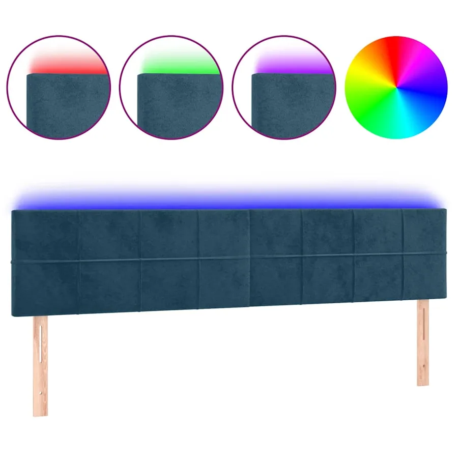 Tête de lit à LED Bleu foncé 180x5x78/88 cm Velours - 2