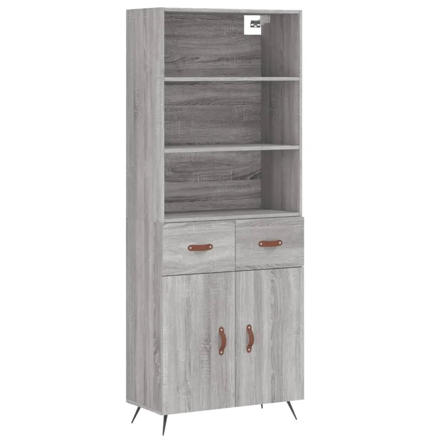 Buffet haut Sonoma gris 69,5x34x180 cm Bois d'ingénierie - 2