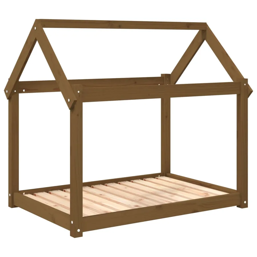 Lit pour chien Marron miel 101x70x90 cm Bois de pin solide - 2