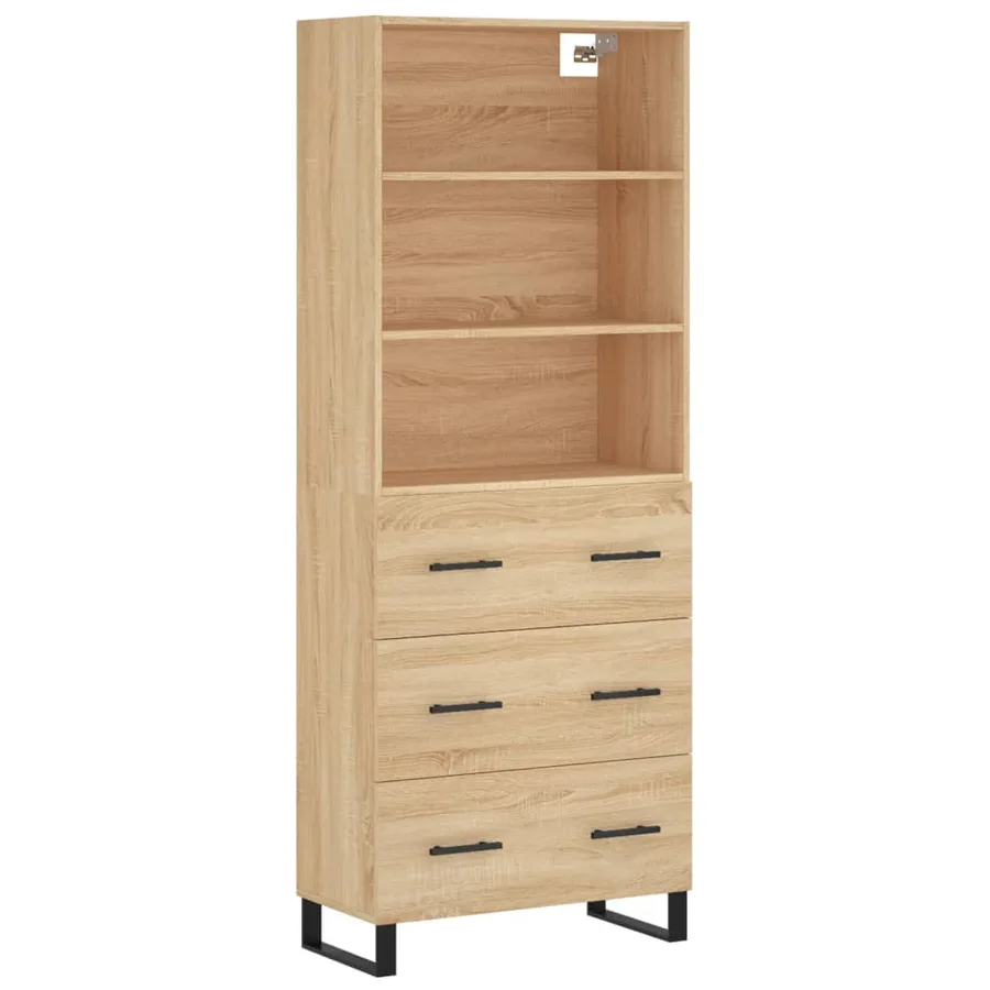 Buffet haut Chêne sonoma 69,5x34x180 cm Bois d'ingénierie - 2