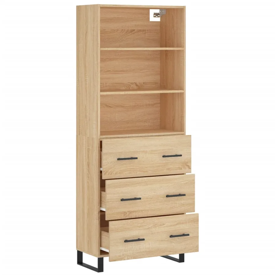 Buffet haut Chêne sonoma 69,5x34x180 cm Bois d'ingénierie - 4