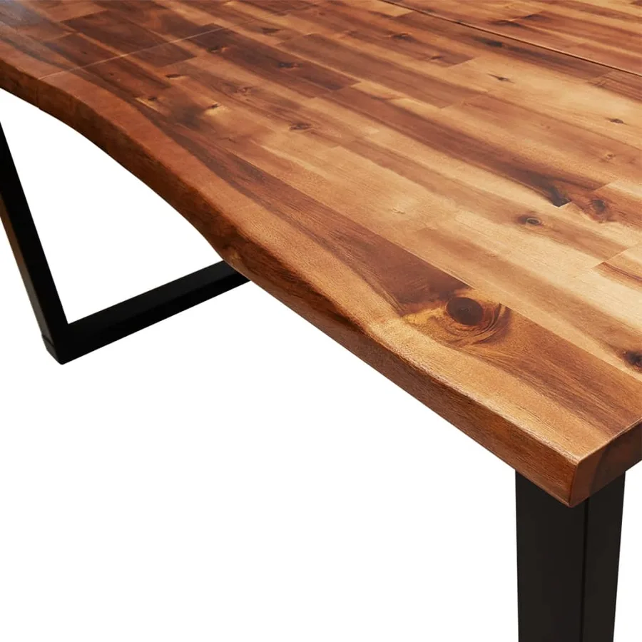 Ensemble à manger 3 pcs avec bord vivant bois massif d'acacia - 7