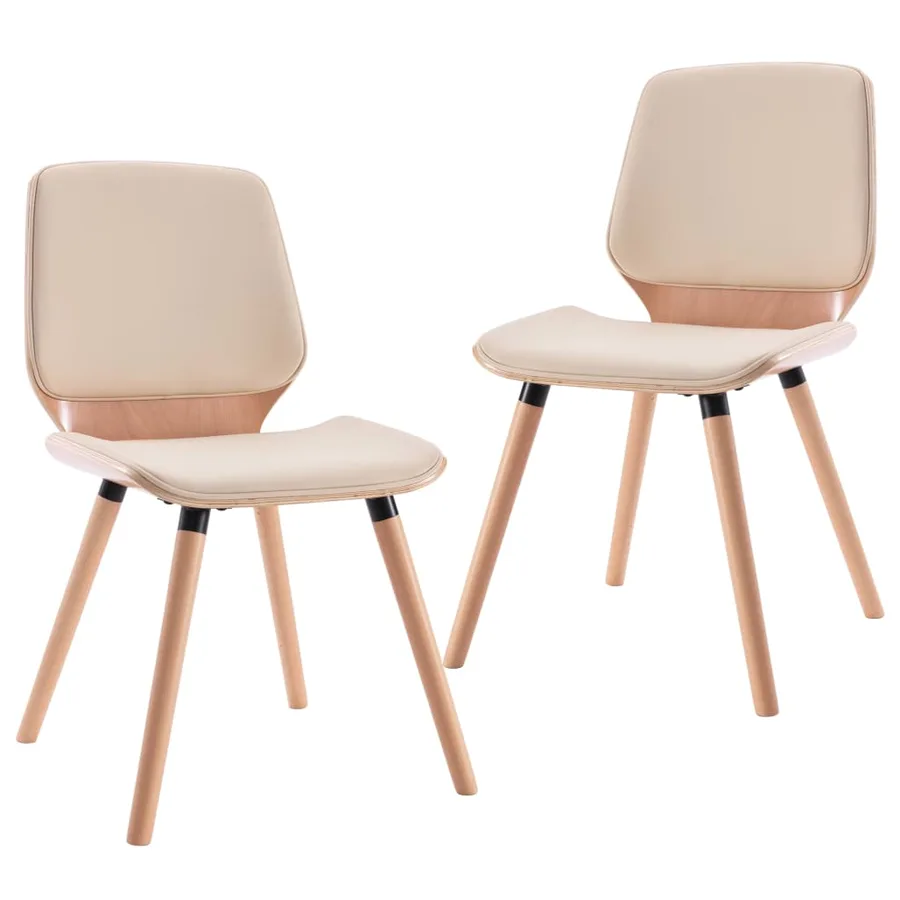 Chaises à manger lot de 2 crème similicuir - 2