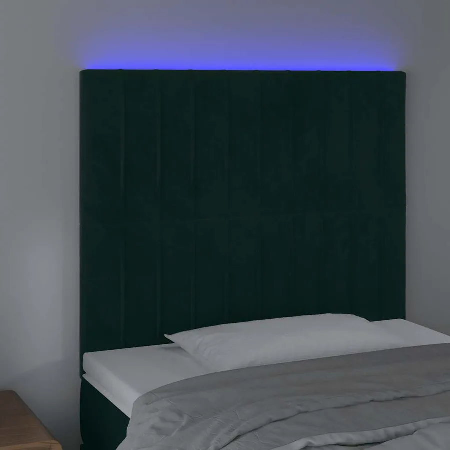 Tête de lit à LED Vert foncé 100x5x118/128 cm Velours - 4
