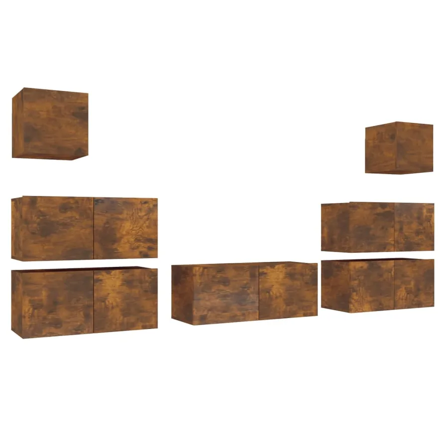 Ensemble de meubles TV 7 pcs Chêne fumé Bois d'ingénierie - 2