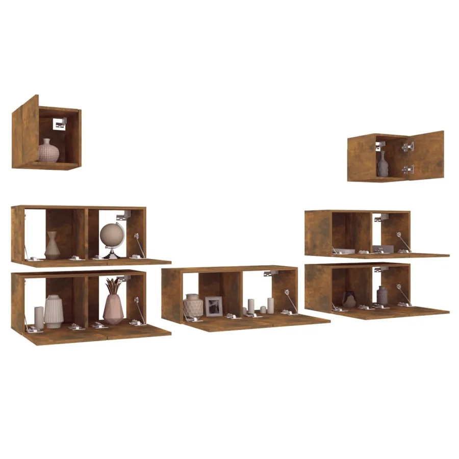 Ensemble de meubles TV 7 pcs Chêne fumé Bois d'ingénierie - 4