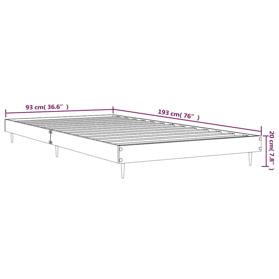 Cadre de lit sans matelas sonoma gris 90x190 cm - 9