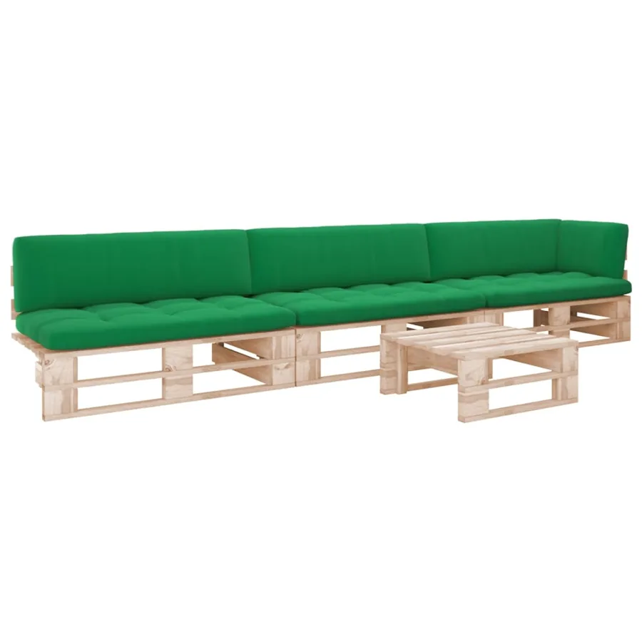 Salon de jardin palette 4pcs avec coussins Bois de pin imprégné