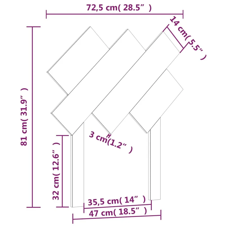 Tête de lit Gris 72,5x3x81 cm Bois massif de pin - 6