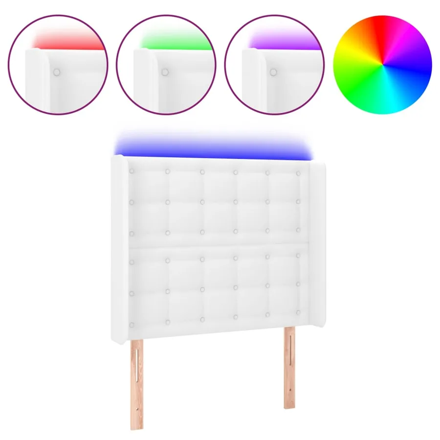 Tête de lit à LED Blanc 103x16x118/128 cm Similicuir - 2