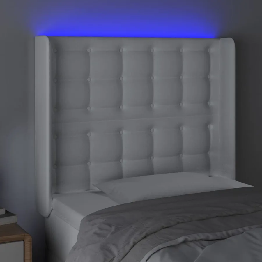 Tête de lit à LED Blanc 103x16x118/128 cm Similicuir - 4