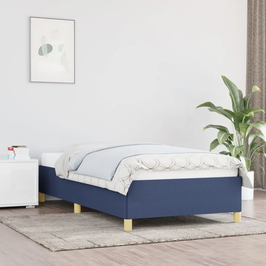 Cadre de lit sans matelas bleu 90x200 cm tissu