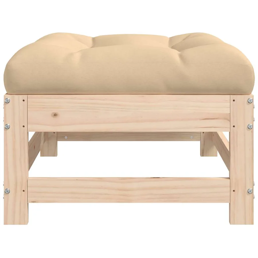 Repose-pieds de jardin avec coussins lot de 2 bois pin massif - 7
